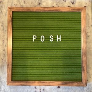 Frame with green felt and letters